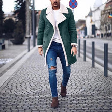 Load image into Gallery viewer, Faux Fur Fleece Faux Leather Jacket Men Winter Brown Suede Jacket Warm Bomber Long Coats Male Outwear Thicken Jacket  Plus Size