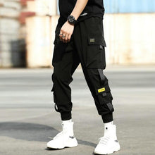 Load image into Gallery viewer, Streetwear Hip Hop Black Harem Pants Men Elastic Waist Punk Pants With Ribbons Casual Slim Jogger Pants Men Hip Hop Trousers